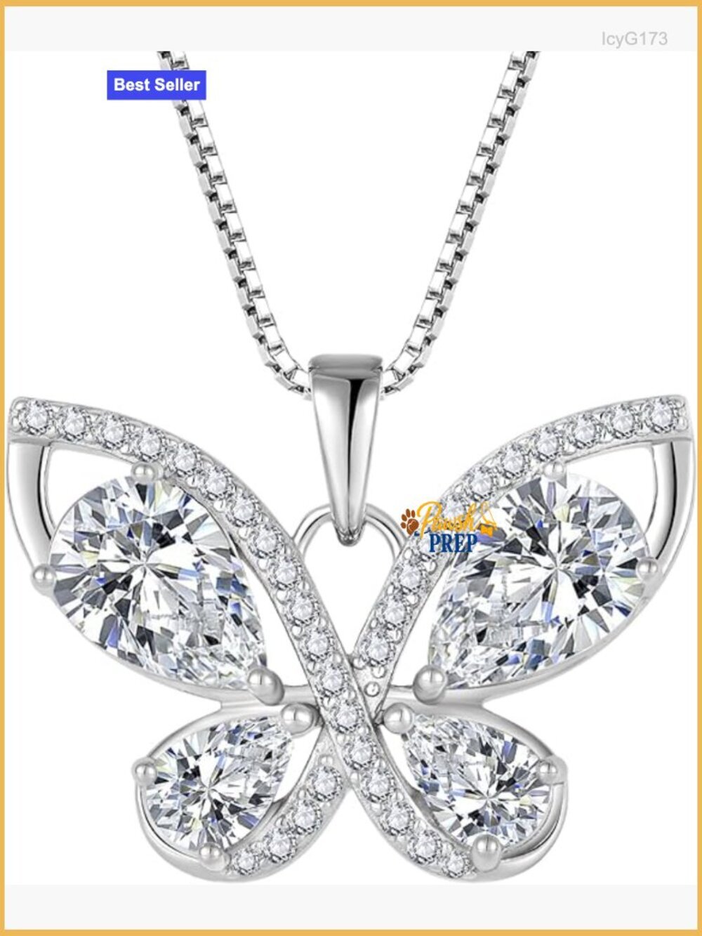 Sterling Silver Butterfly Birthstone Pendant Necklace 45cm Chain